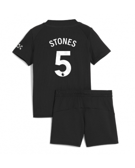 Billige Fotballdrakt Manchester City John Stones #5 Replika Bortedraktsett Barn 2025-26 Kortermet (med bukser)